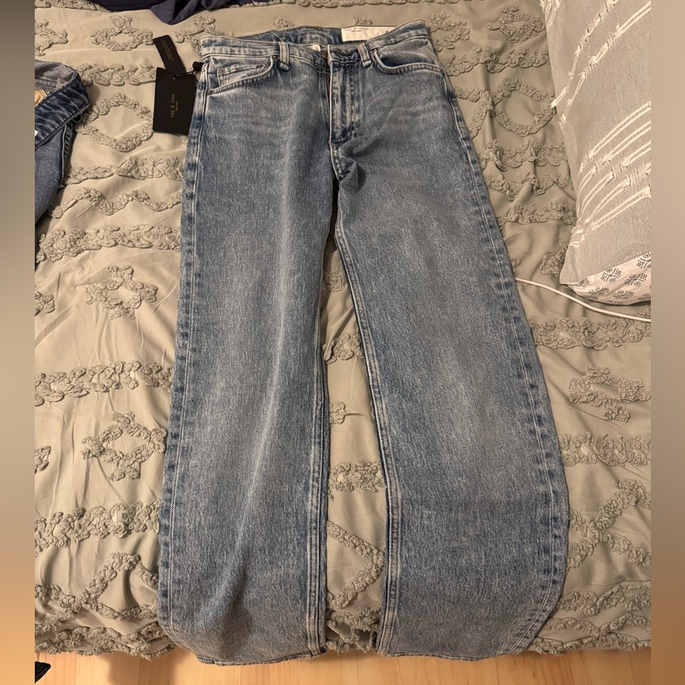 Rag & Bone Light Blue Mid-Rise Straight Jeans